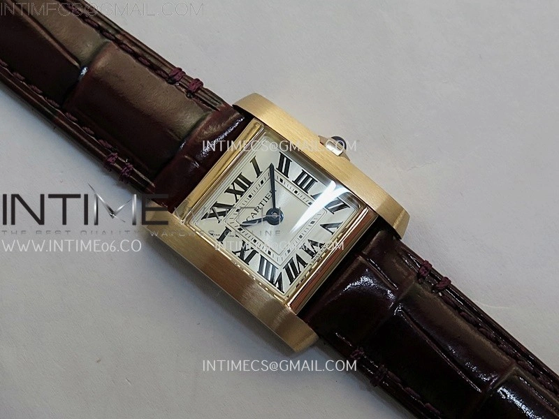 Tank Francaise Ladies 21.2mm RG 8848F 1:1 Best Edition Silver Dial on Red Leather Strap Ronda Quartz V2